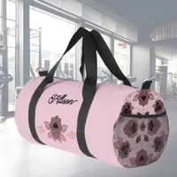 Elegant pink and black lace in vintage style   duffle bag