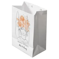 Cute pretty girl peach watercolor roses-Floral Medium Gift Bag