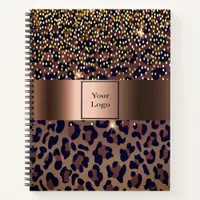 Leopard pattern brown black bronze business logo notebook