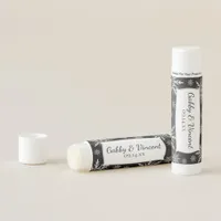 White Winter Snowflakes on Black Wedding Favor Lip Balm