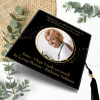 Memorial Elegant Gold Stars Graduate Custom Photo  Graduation Cap Topper