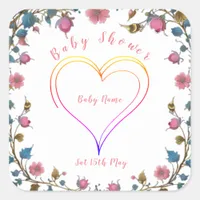 Baby Shower Heart  Square Sticker