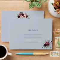 Dusty Blue and Burgundy Country Rustic Wedding Envelope