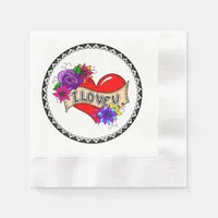 I Love You | Street Art Graffiti Urban Heart   Napkins