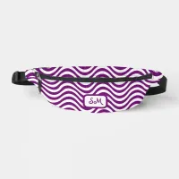 Monogram Purple White Wavy Stripes Psychedelic Fanny Pack