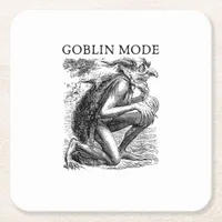 Goblin Mode Goblincore Vintage Aesthetic Funny Off Square Paper Coaster