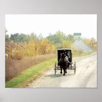 Autumn Amish Horse and Buggy