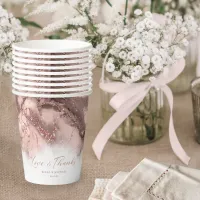 Marble Glitter Wedding Thanks Rose Gold ID644 Paper Cups