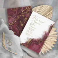 Marble Glitter Rehearsal Burgundy Gold ID644 Invitation