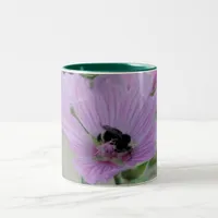 Light Purple Flower With Bee Two-Tone Coffee Mug