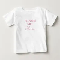 Cute Flower Girl Personalized Name White And Pink Baby T-Shirt