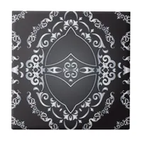 Elegant Baroque Luxury Chic Black & Silver Border