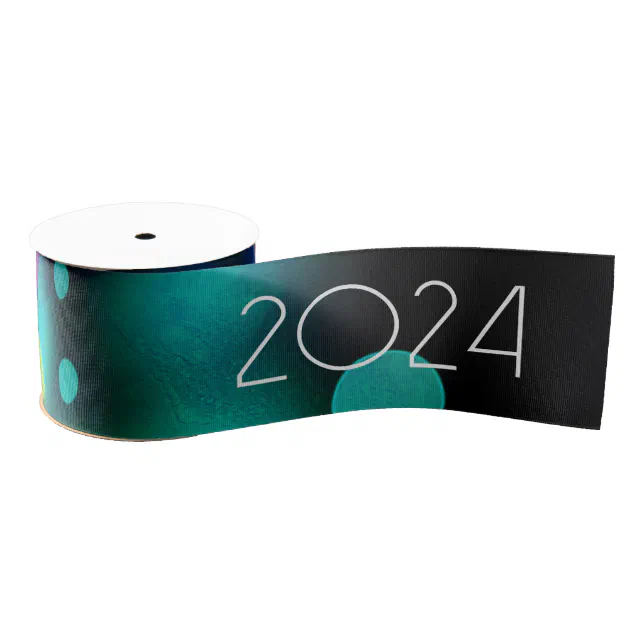 2024 new year with multicolor bubbles grosgrain ribbon