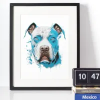 White Pitbull with Blue Eyes Poster