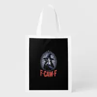 F-Caw-F Crow Funny Gothic Moon Bird Halloween Crea Grocery Bag