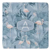 Flamingo Orchid Tropical Pattern Blue ID868 Trivet