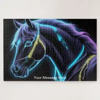 Cosmic Horse with vibrant Neon Color Jigsaw Puzzle