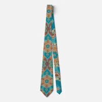 Aqua Gold Bohemian Eastern Fusion Neck Tie