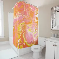 Pink and Orange Fluid Art  Shower Curtain