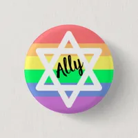 Pastel Rainbow Star of David | LGBTQ Ally Button