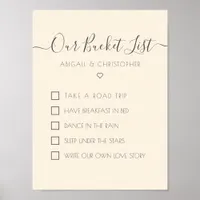 Our Bucket List Customized Keepsake Checklist Poster