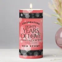 Elegant 80th Ruby Wedding Anniversary Celebration Pillar Candle