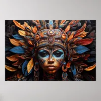 Aztec Abstract Vibrant Tribal Fusion Art Poster