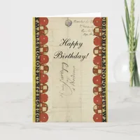 ABC Border Vintage Ledger, Happy Birthday! Card