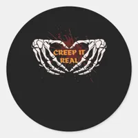 Creep It Real, Skeleton Hands Showing Heart Classic Round Sticker