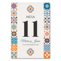 Talavera Colorful Floral Fiesta Spanish Wedding Table Number