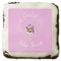 Snow Excited Pink Teddy Bear Baby Shower Brownie