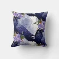 Watercolor Flowers Floral Raven Botanicals Throw Pillow