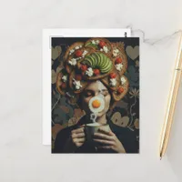 Funny Surreal Avocado Toast and Coffee lady Postcard