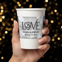 Thumbnail for Elegant 25th Silver Wedding Anniversary Coffee Cup Sleeve