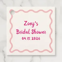 Hand Drawn Pink Wavy Border Bridal Shower Cute Favor Tags