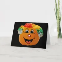 Jack o' Lantern Clown Face, Halloween Pumpkin Card