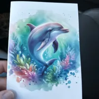 Coastal Under the Sea Dolphin Thank You Card