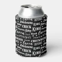 Chess Board Game Pattern Monochrome Can Cooler