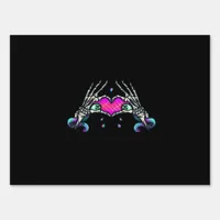 In Death Skeleton Heart Hands Classic Style Sign