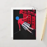 Woman With the Blue Circle For A Head Surreal  Postcard