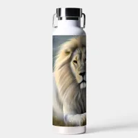 Mystical White Lion AI Art Water Bottle