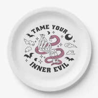 Skeleton Hand Making Heart Minimal Design Paper Plates