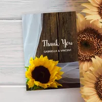 Rustic Yellow Sunflower Barn Wedding Thank You