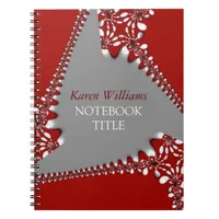 Batik Red Silver Abstract Lace Notebook