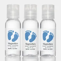 Baby Feet Blue Glitter Baby Shower Favor Hand Sanitizer