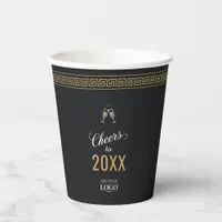 Chic New Year Corporate Black & Gold Greek Meander Paper Cups