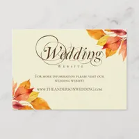 Rustic Fall Leaves Calligraphy Wedding Website Enclosure Card