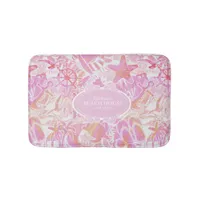 Nautical Beach Collage Hot Pink ID840 Bath Mat