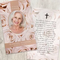 Oval Photo Pink Roses Memorial Prayer Card