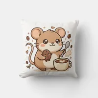 Mouse Kawaii Coffee Throw Pillow